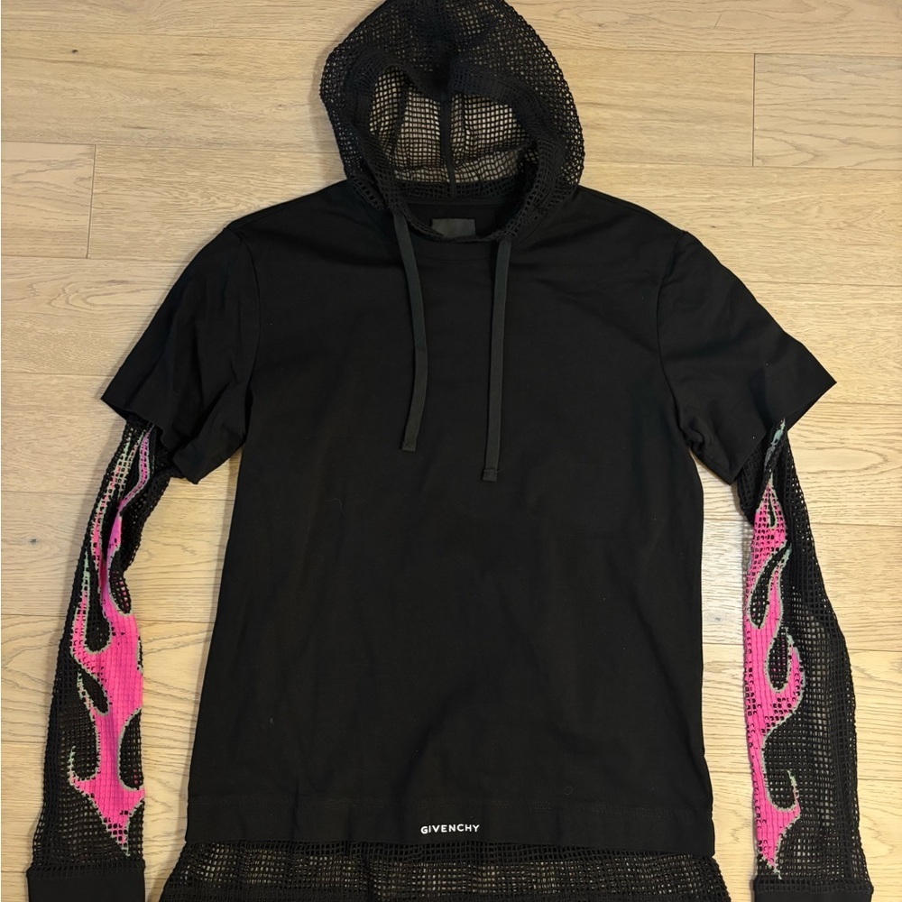 Givenchy Black Mesh Detail Shirt Hoodie